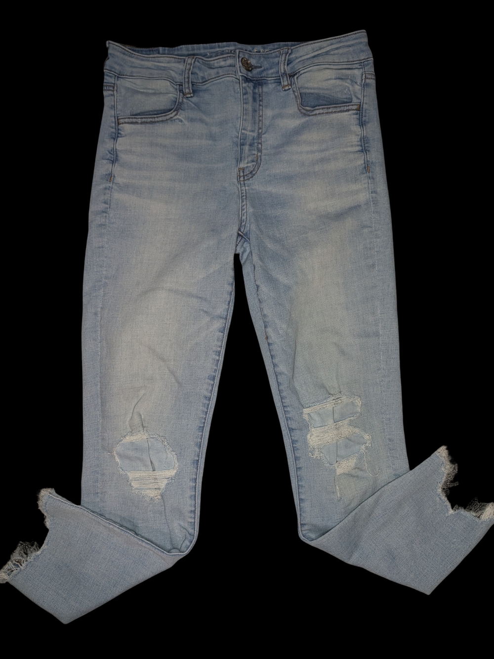 American Eagle Outfitters Light Wash Ripped Ankle Jeans